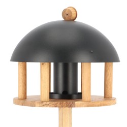 Mangeoire en chêne avec silo et toit noir - 1,18 mètre Mangeoire en chêne avec silo et toit noir - 1,18 mètre