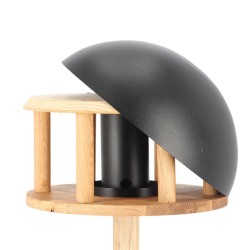 Mangeoire en chêne avec silo et toit noir - 1,18 mètre Mangeoire en chêne avec silo et toit noir - 1,18 mètre