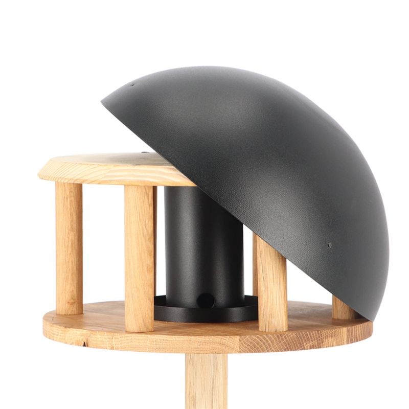 Mangeoire en chêne avec silo et toit noir - 1,18 mètre