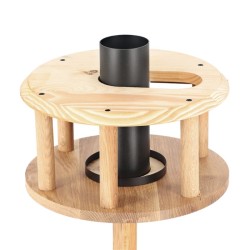 Mangeoire en chêne avec silo et toit noir - 1,18 mètre Mangeoire en chêne avec silo et toit noir - 1,18 mètre