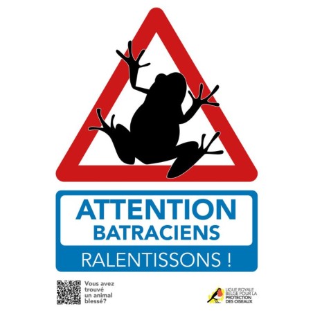 Panneau  "Attention Batraciens - Ralentissons !" - Format vertical
