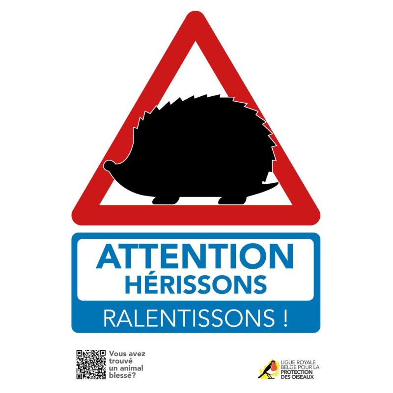 Panneau « Attention Hérissons - Ralentissons ! » - Format vertical