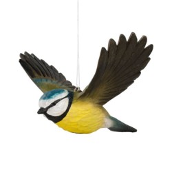 DecoBird Mésange Bleue Volante - Statuette en bois