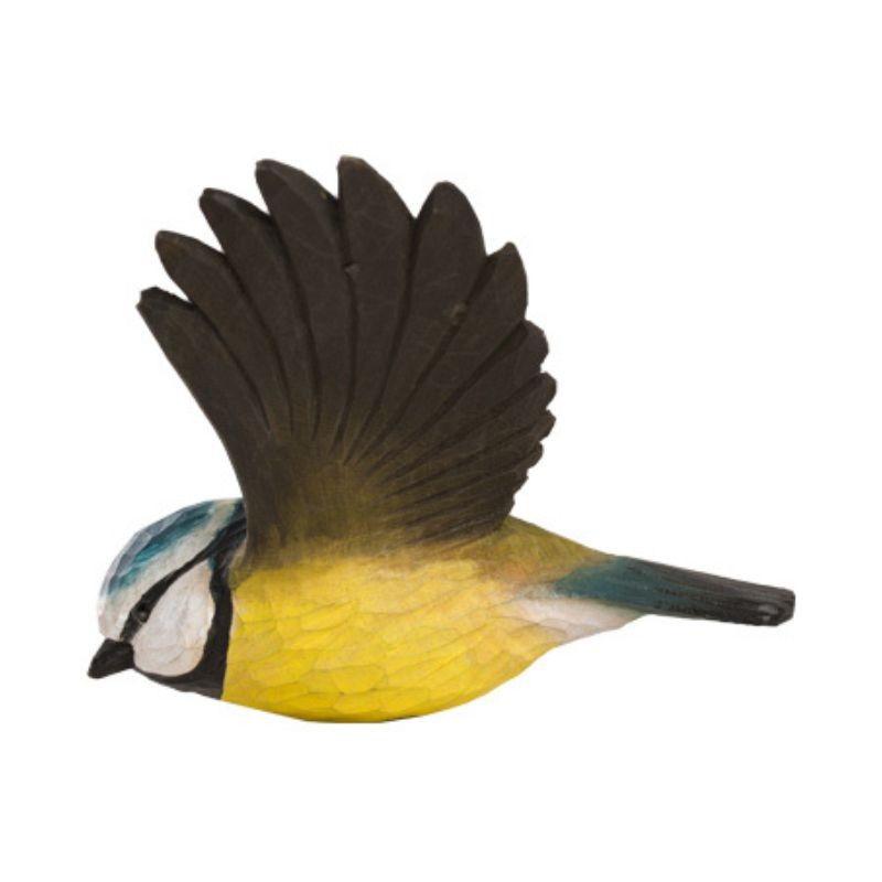 DecoBird Mésange Bleue Volante - Statuette en bois