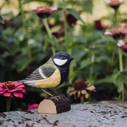 DecoBird Mésange Charbonnière - Statuette en bois