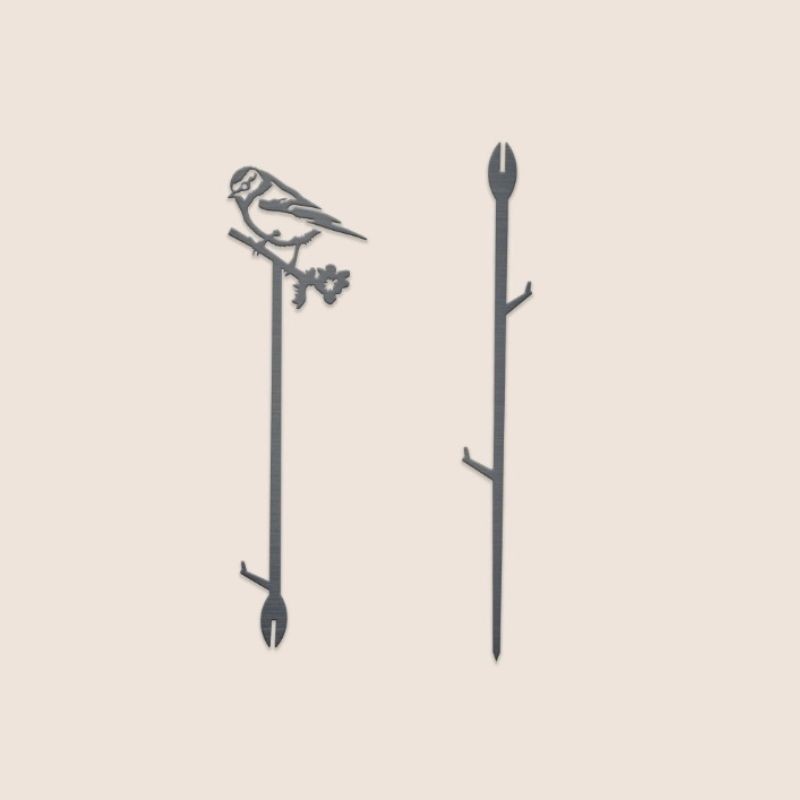 Tuteur pour plantes Mésange bleue en métal 70cm - Metalbird