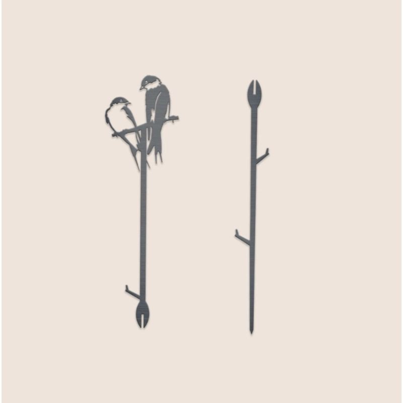 Tuteur pour plantes couple d'Hirondelles en métal 96cm - Metalbird