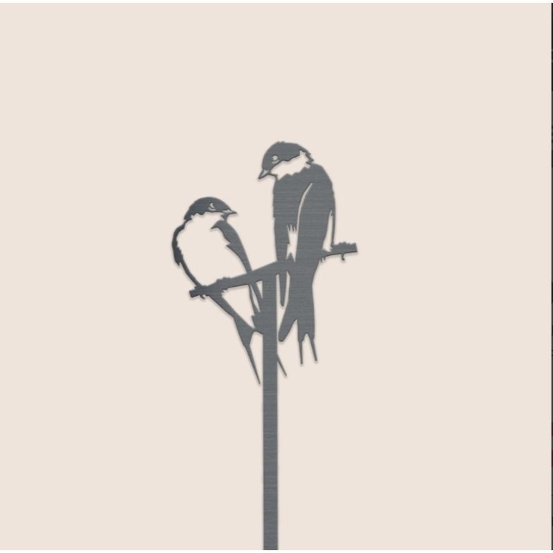 Tuteur pour plantes couple d'Hirondelles en métal 96cm - Metalbird
