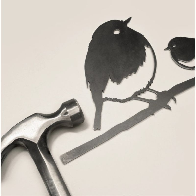 Rouge-Gorge et son oisillon en métal - Metalbird