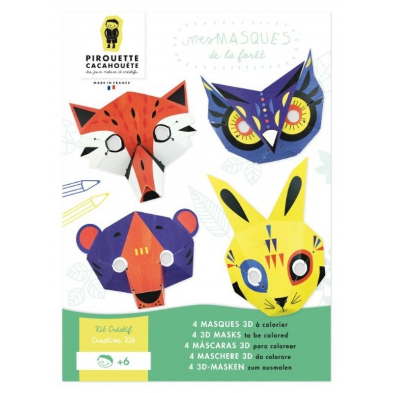 Kit créatif  ”Mes masques de la forêt“ 3D à colorier