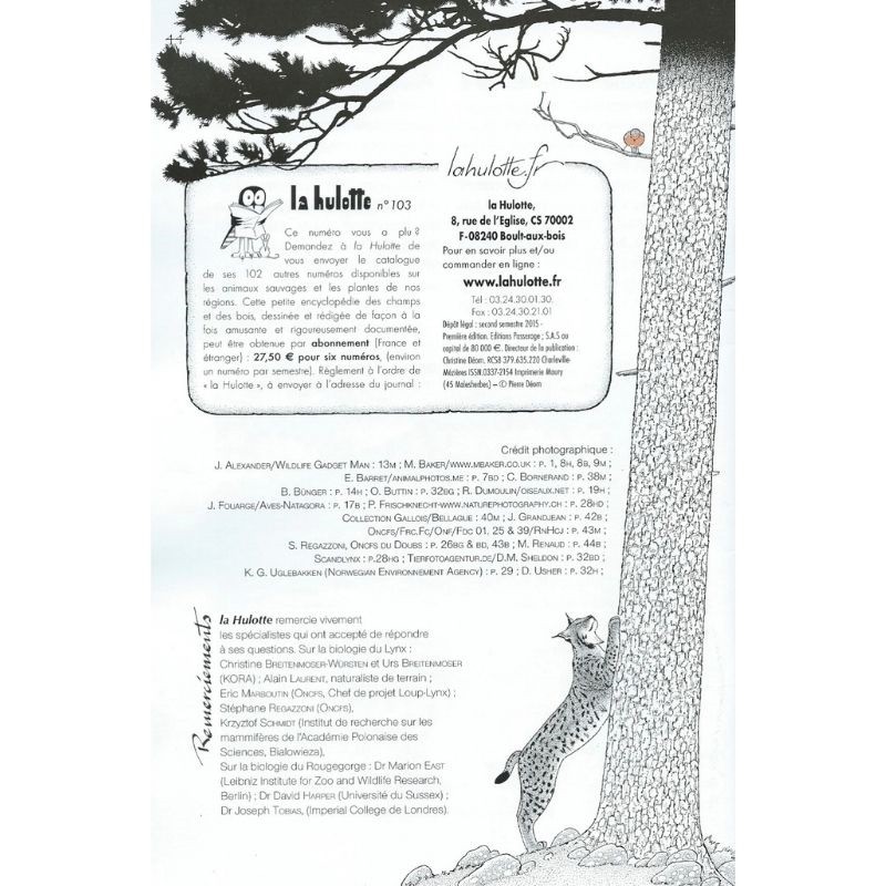 La Hulotte N°103 : Le Rougegorge - Le Lynx boréal