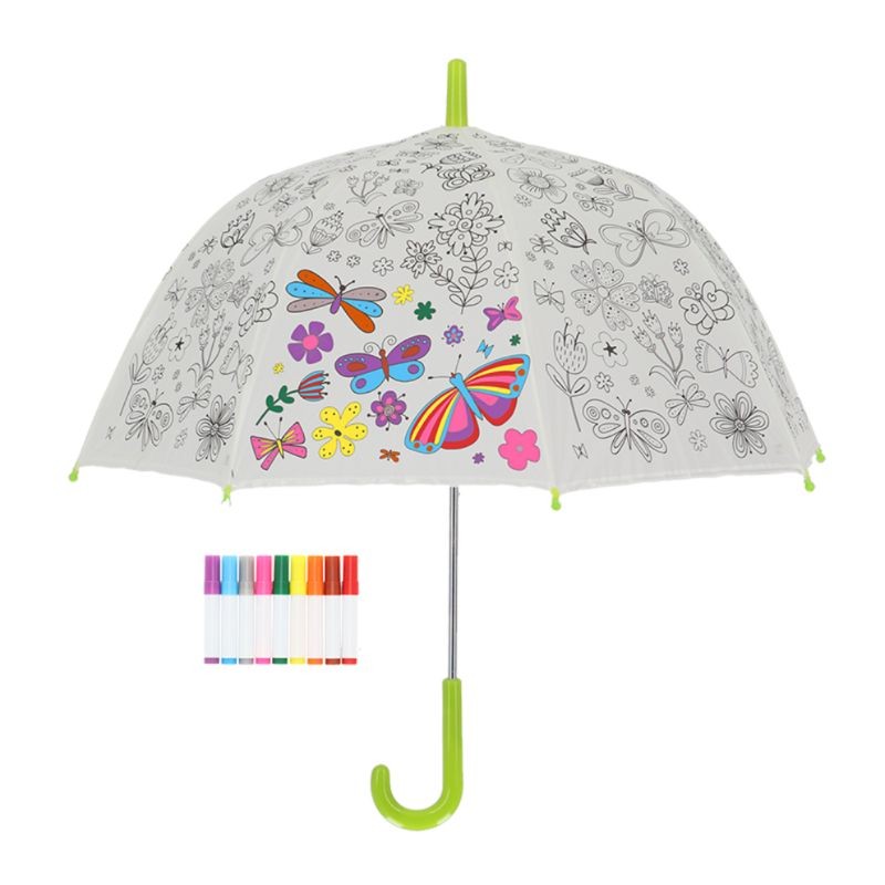 Parapluie à colorier - "Fleurs et papillons"