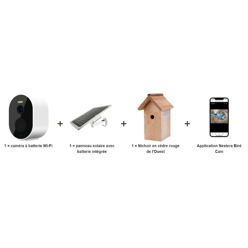 Nichoir avec caméra Wifi "Bird Box" + Panneau solaire - Cèdre rouge Nichoir avec caméra Wifi "Bird Box" + Panneau solaire - Cèdre rouge