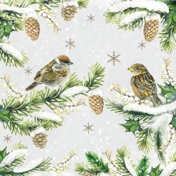 Serviettes "Moineaux dans la neige" - Table ou Cocktail