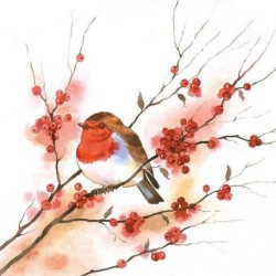 Serviettes "Rouge-gorge sur branche" - Table