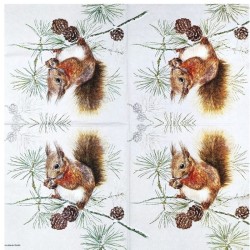 Serviettes "Ecureuil & Pomme de Pin" - Table ou Cocktail