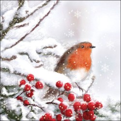 Serviettes "Rouge-gorge sous la neige" - Table