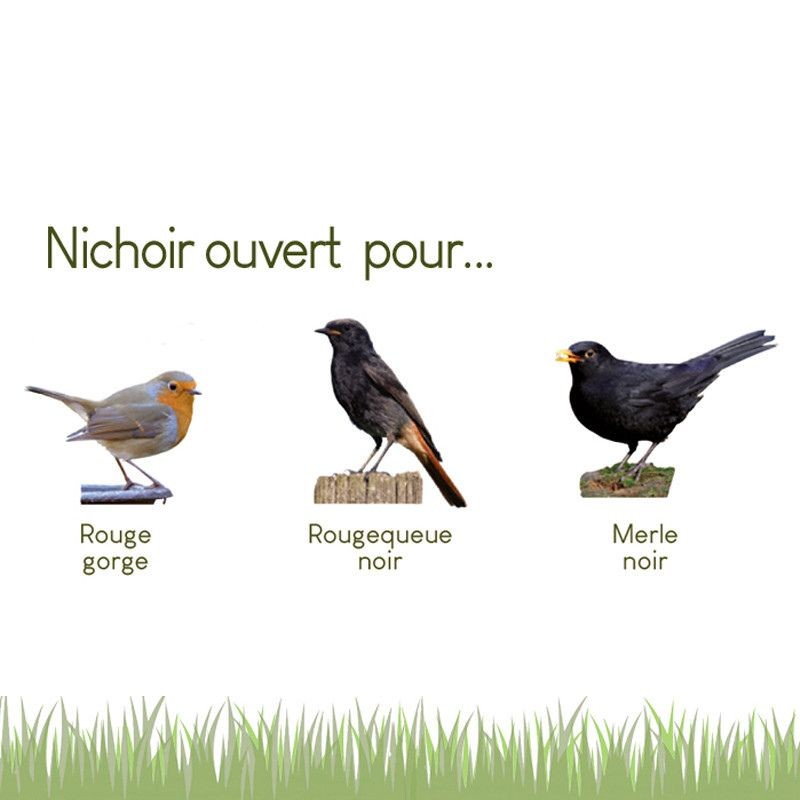 Nichoir La Cabane 28mm pour les oiseaux du jardin. Fabriqué en France.