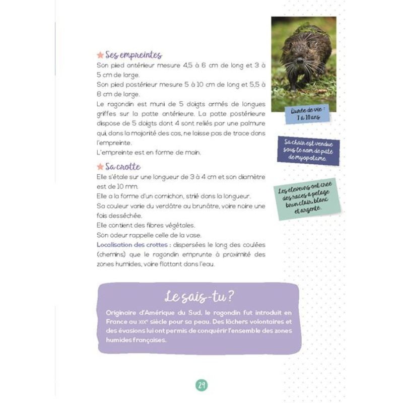 Crottes et empreintes de mammifères sauvages - Mon petit guide Nature