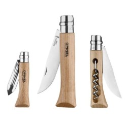 Set de cuisine Opinel "Nomad Outdoor" : 3 couteaux de poche Inox + nappe + planche