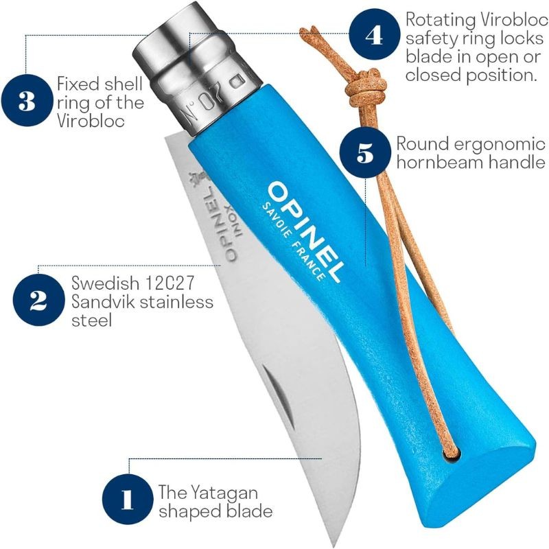 Couteau de poche Opinel "Colorama Baroudeur" N°07 - Inox - Violet/Cyan Bleu/Anis/Orange/Vert Couteau de poche Opinel "Colorama Baroudeur" N°07 - Inox - Violet/Cyan Bleu/Anis/Orange/Vert