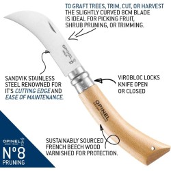 Serpette-Greffoir Opinel "Garden" N°08 - Inox