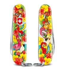 Couteau de Poche "My First Victorinox " + Tour de cou + Livre de coloriage -Animaux exotiques