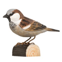 DecoBird Moineau Domestique - Statuette en bois