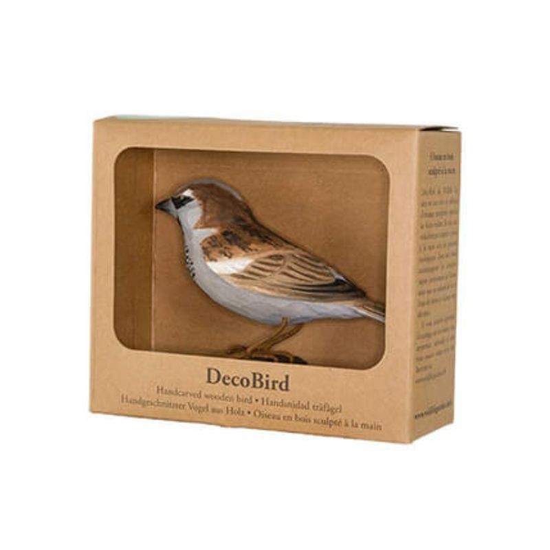 DecoBird Moineau Domestique - Statuette en bois