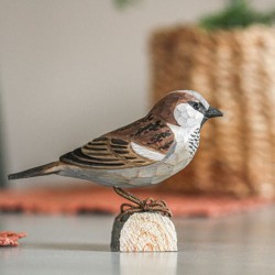 DecoBird Moineau Domestique - Statuette en bois