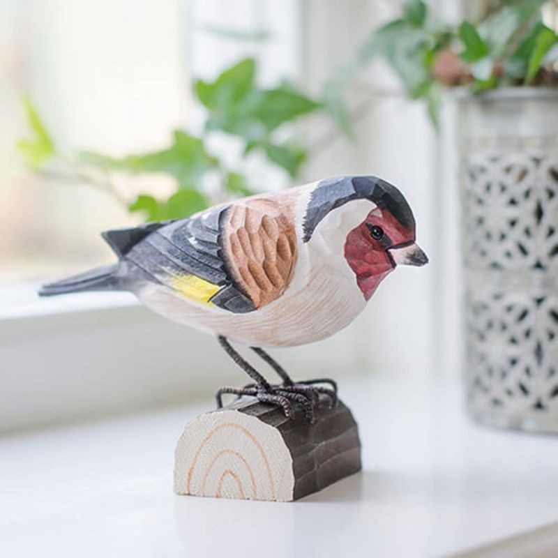 DecoBird Chardonneret élégant - Statuette en bois