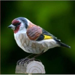 DecoBird Chardonneret élégant - Statuette en bois
