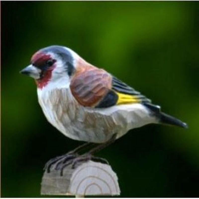 DecoBird Chardonneret élégant - Statuette en bois