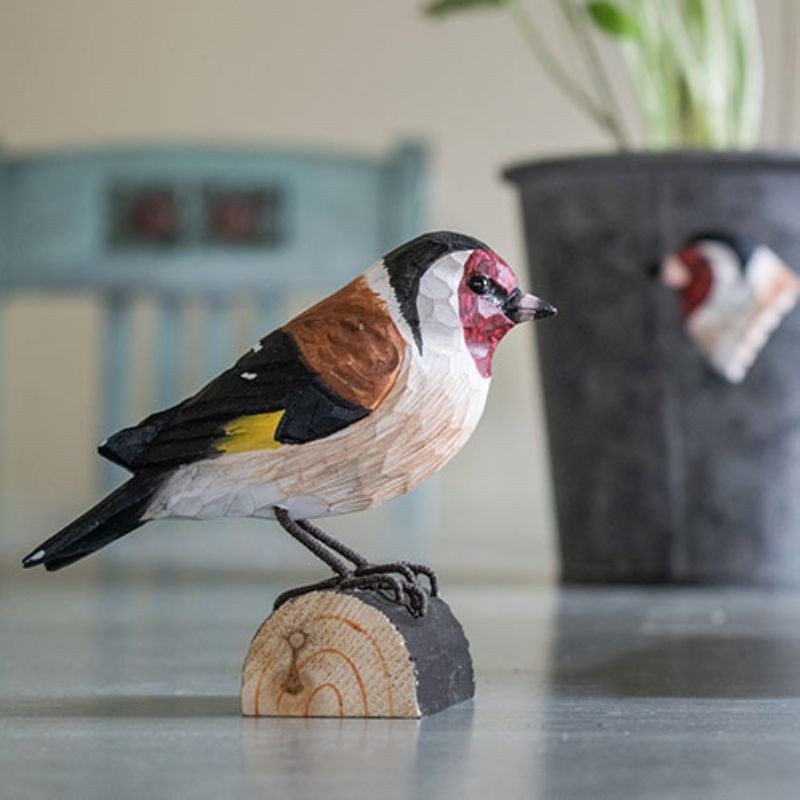 DecoBird Chardonneret élégant - Statuette en bois