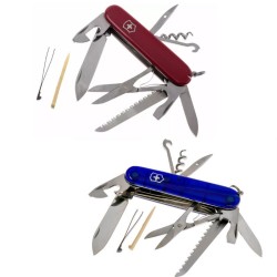 Couteau de poche Victorinox "Huntsman" - Rouge ou Bleu transparent - 15 fonctions Couteau de poche Victorinox "Huntsman" - Rouge ou Bleu transparent - 15 fonctions