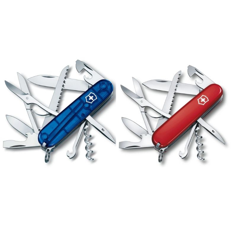 Couteau de poche Victorinox "Huntsman" - 15 fonctions - Rouge ou Bleu transparent