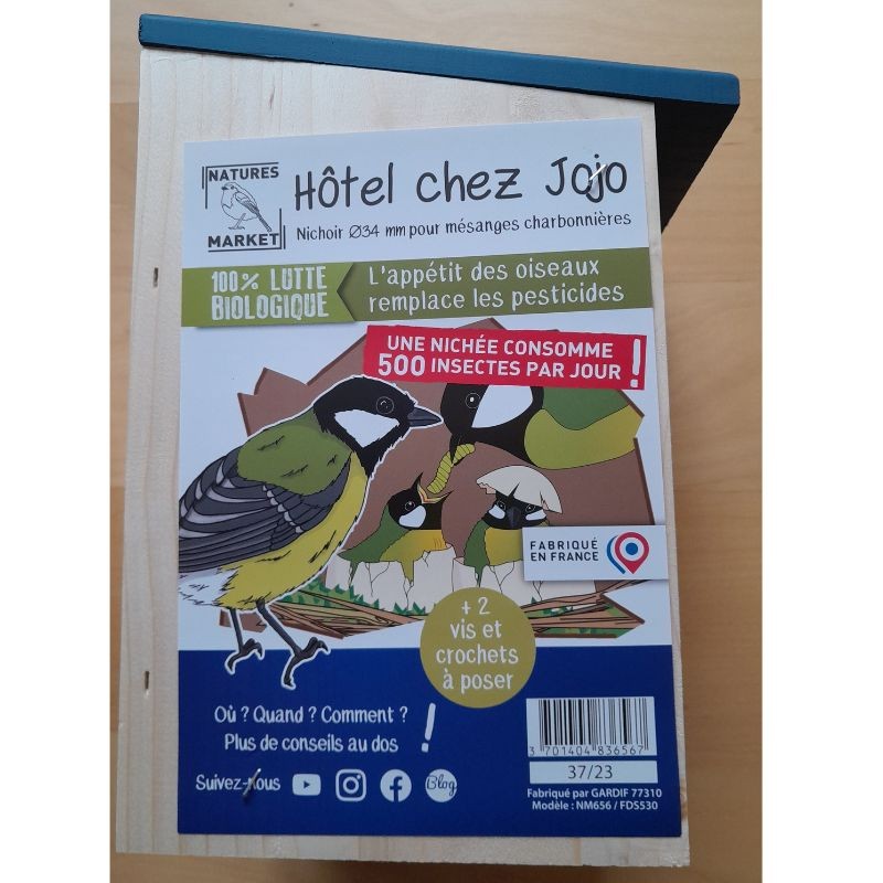 Nichoir "Chez Jojo" 34mm - Pin Douglas/Epicéa