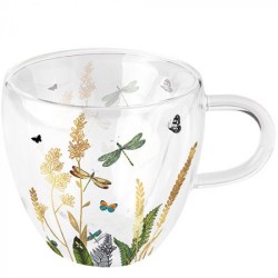 Tasse en verre à double paroi "Fleurs ornementales"