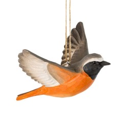 DecoBird Rougequeue à Front Blanc Volant - Statuette en bois