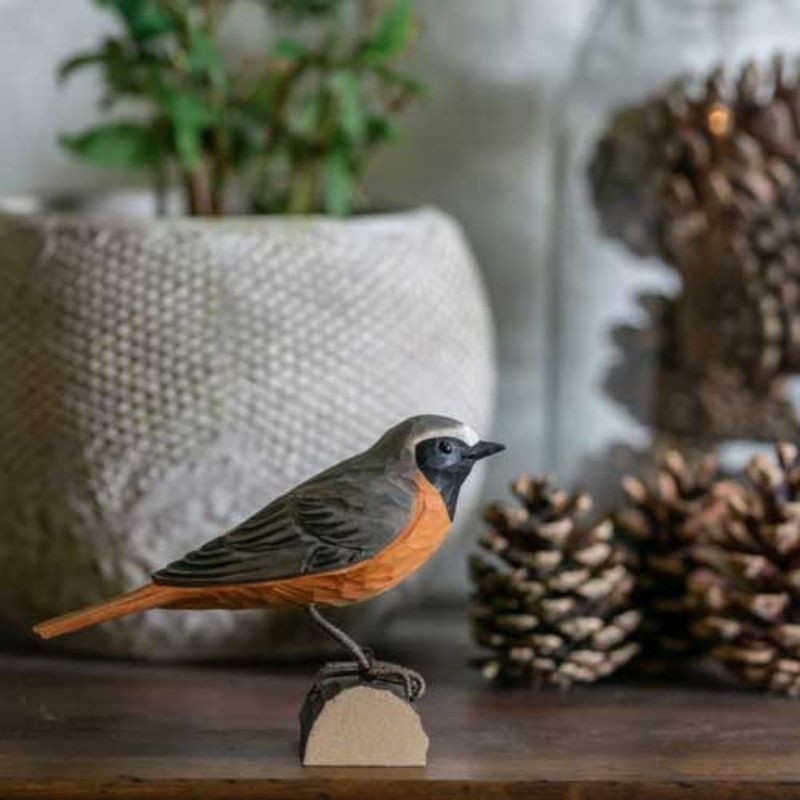 DecoBird Rougequeue à front blanc - Statuette en bois