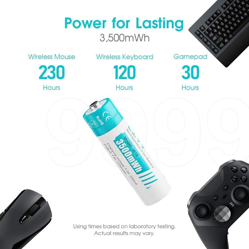 Piles Rechargeables Lithium AA 1,5V CZVV- Lot de 4 Piles Rechargeables Lithium AA 1,5V CZVV- Lot de 4