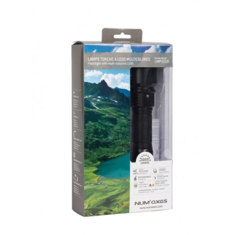 Lampe torche à LED multicolores rechargeable - Num'axes LMP1019