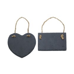 Etiquettes plantes en ardoise avec cordelette : rectangle ou coeur