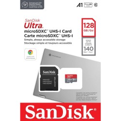 SanDisk Carte Mémoire microSDXC  Ultra 128 Go + Adaptateur SD