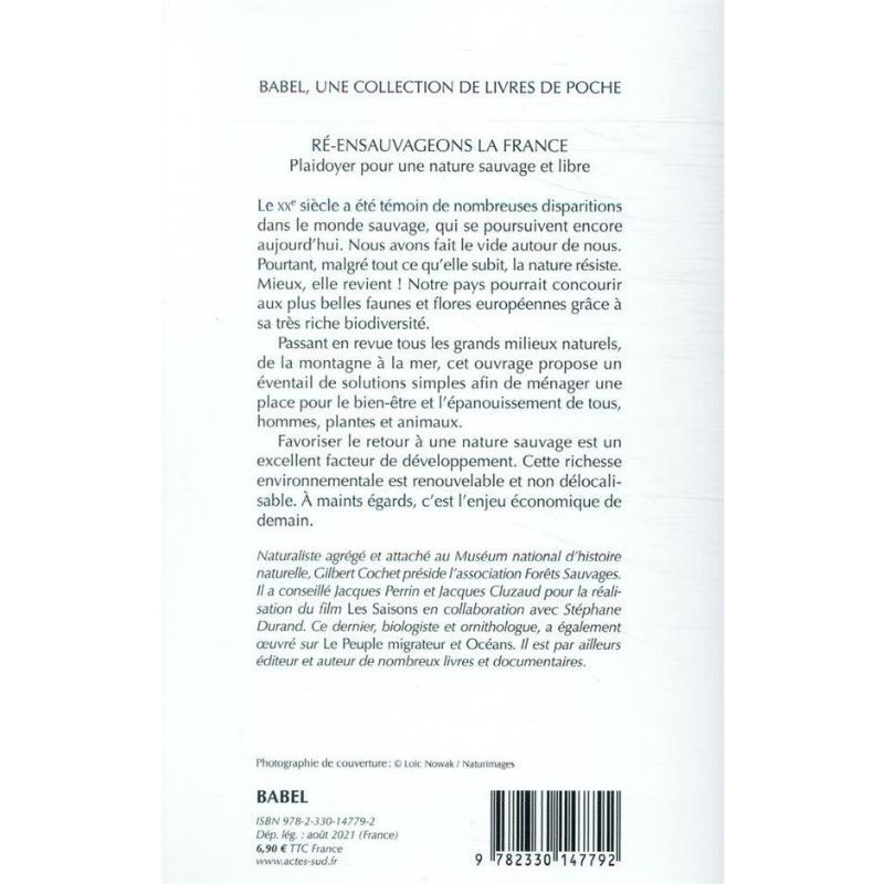 Ré-ensauvageons la France - plaidoyer pour une nature sauvage et libre