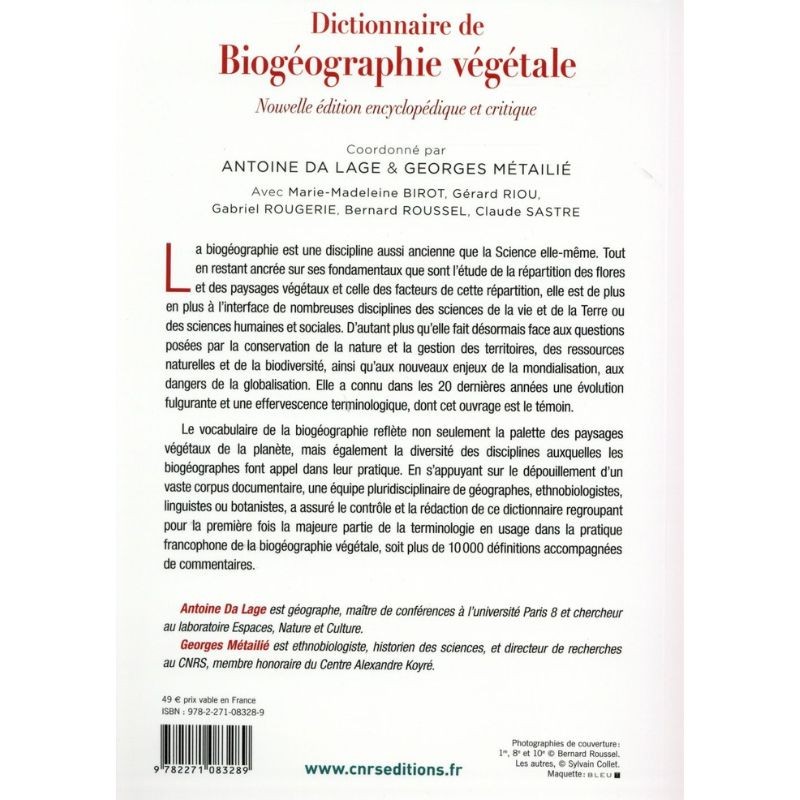 Dictionnaire de Biogéographie végétale Dictionnaire de Biogéographie végétale