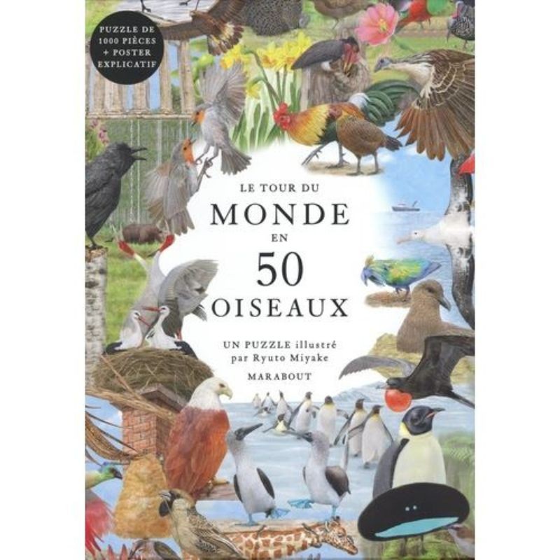 Puzzle 1000 pieces - Le tour du monde en 50 oiseaux