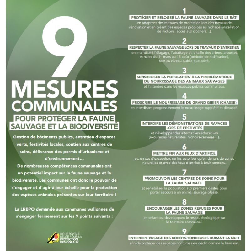 Flyer "9 mesures communales pour protéger la faune sauvage et la biodiversité" - Dépliant