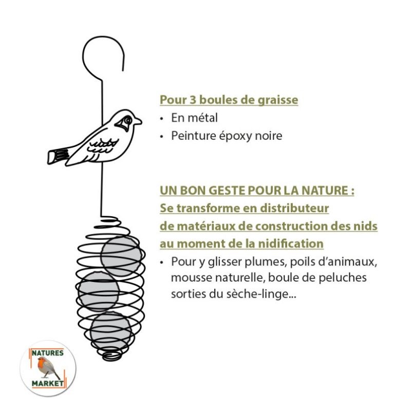 Mangeoire "Ressort" - Pour boules de graisse