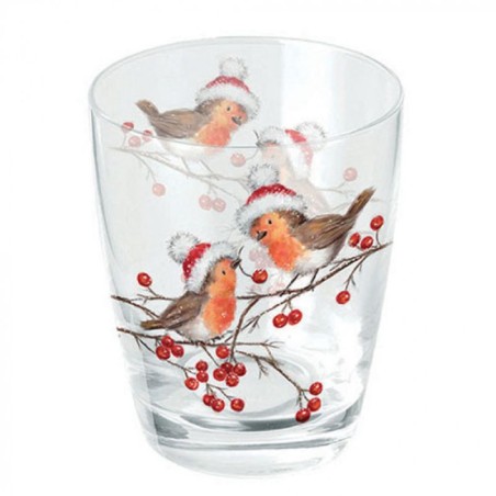 Verre à eau "Rouges-gorges de Noël"